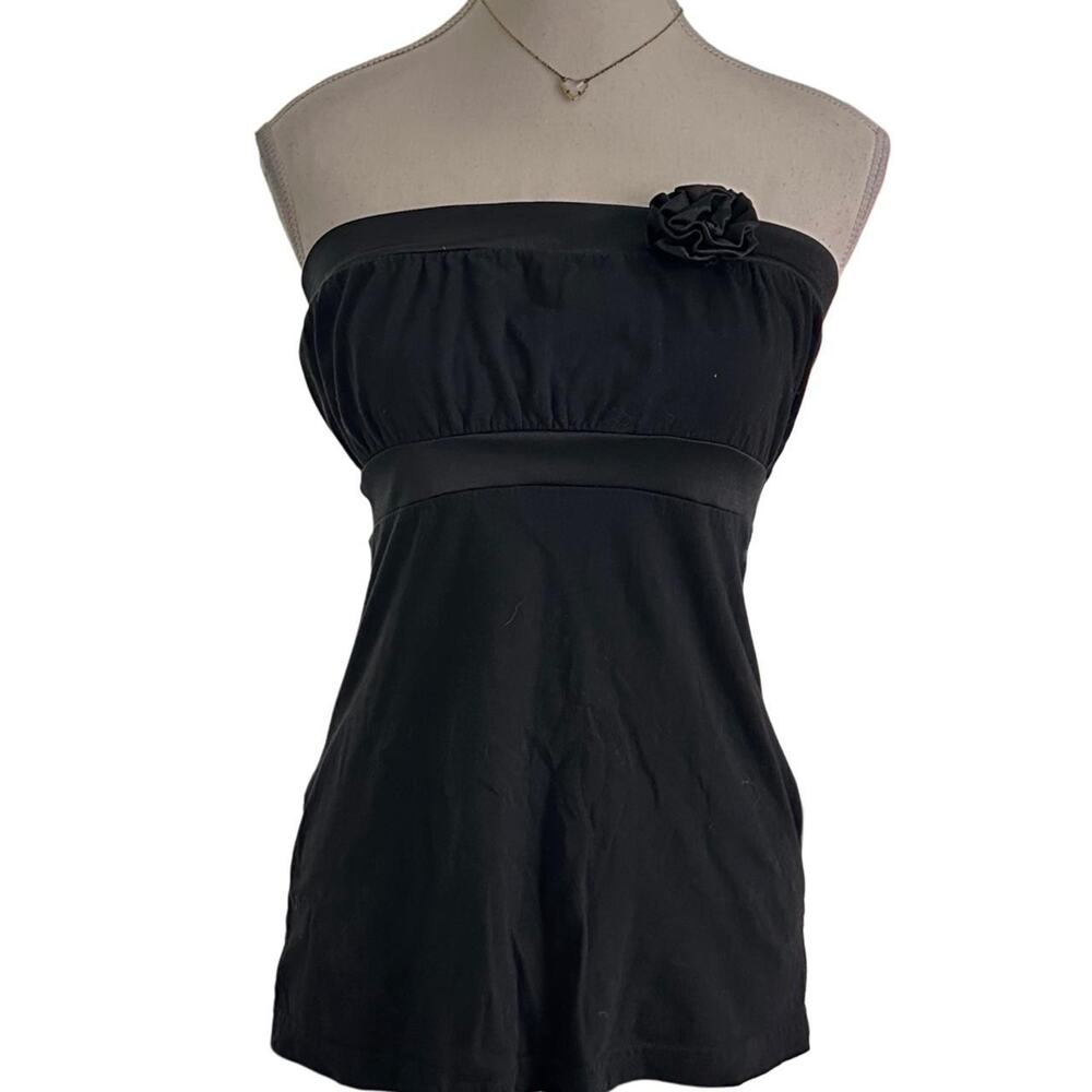 Self Esteem Vintage 2000s Sleeveless Full Length Fitted Black Tube Top